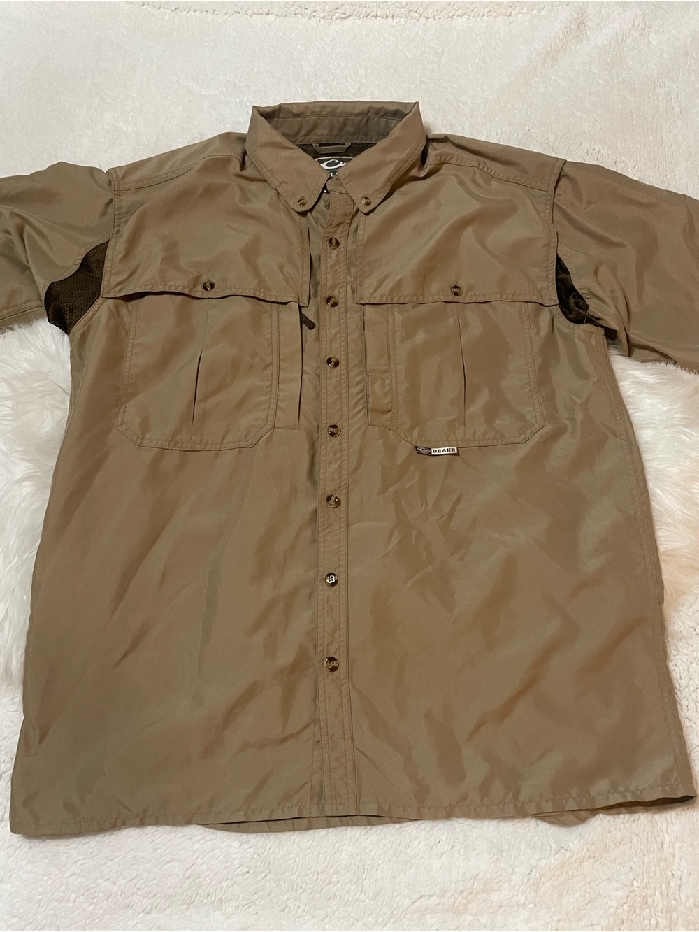 Drake waterfowl system vented fishing top Short-Sleeve Button-Down Utility Shirt